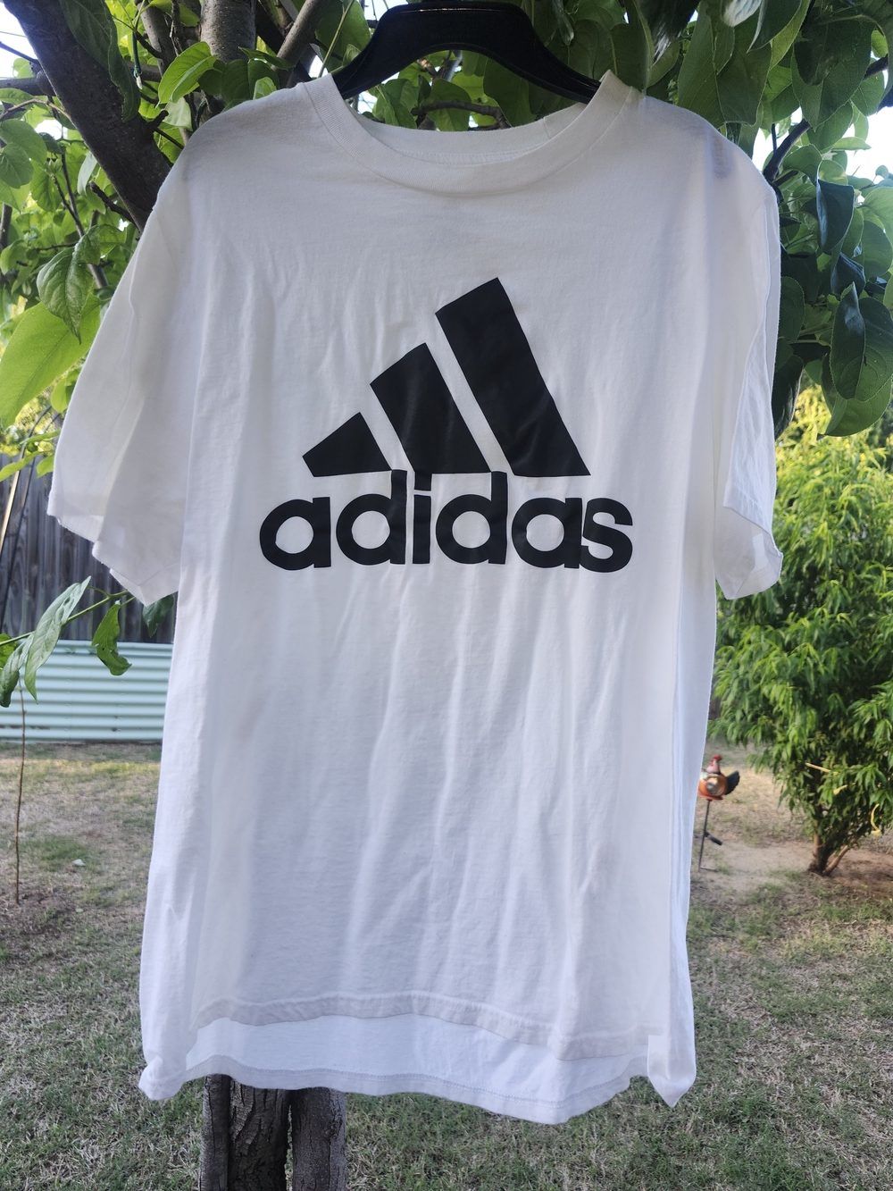 adidas White Short-Sleeve Tee with Black Logo